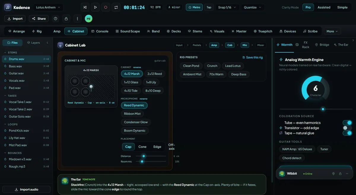 Amp Room & Cabinet Lab UI preview