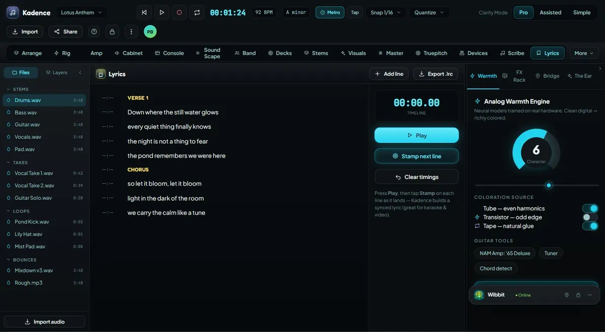 Lyrics & Scribe UI preview