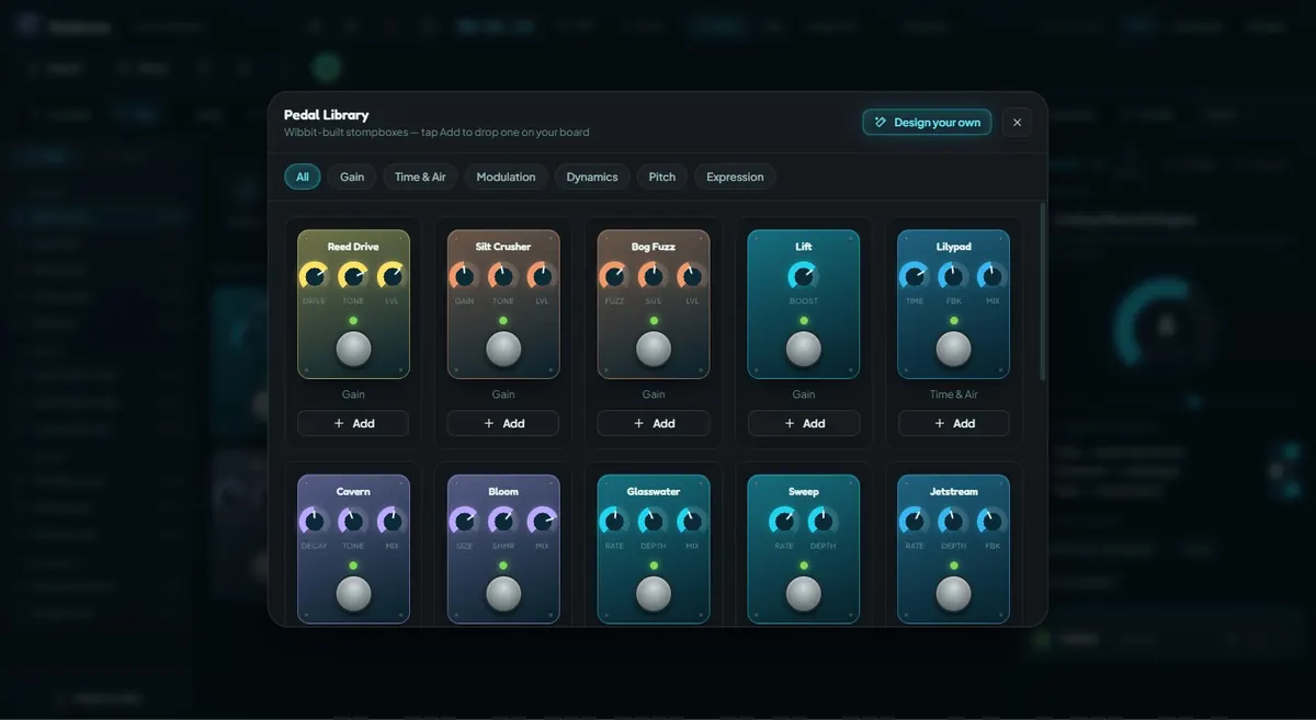 Stock Pedal Library UI preview