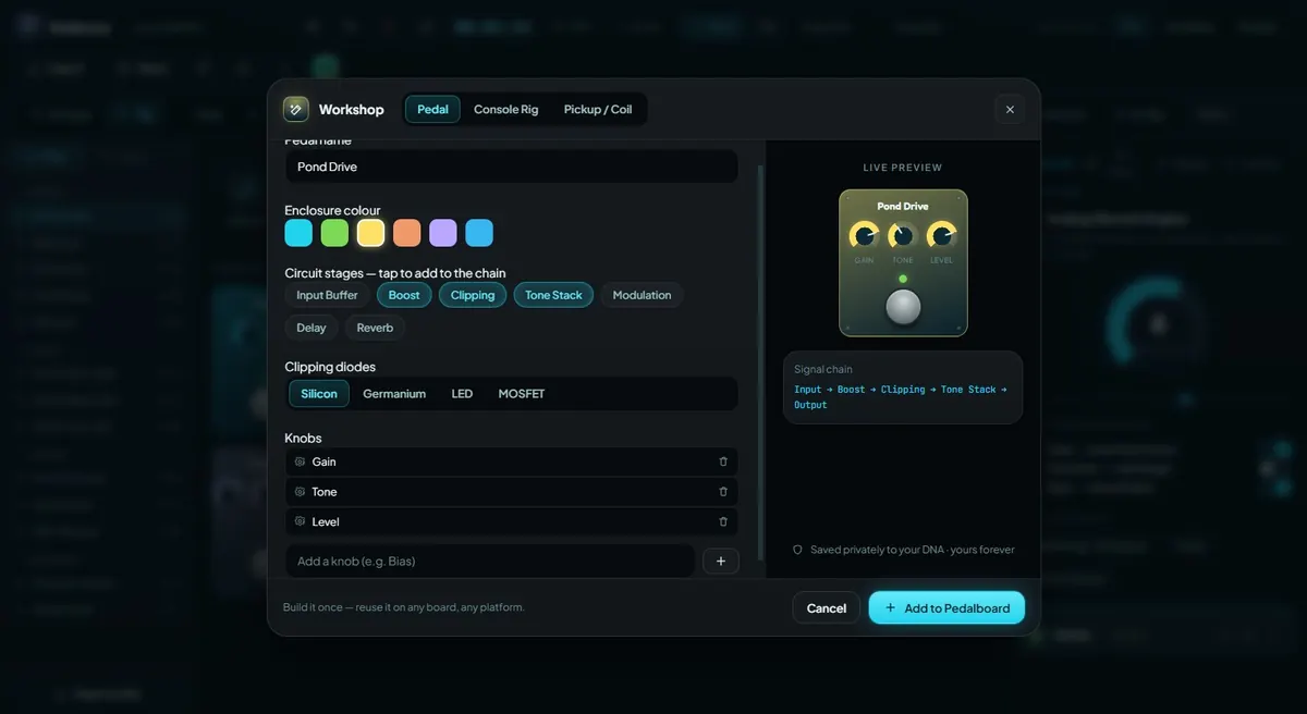 Pedal Workshop UI preview